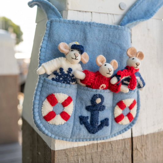 Vilten kindertasje muis Nautisch | Sjaal met Verhaal
