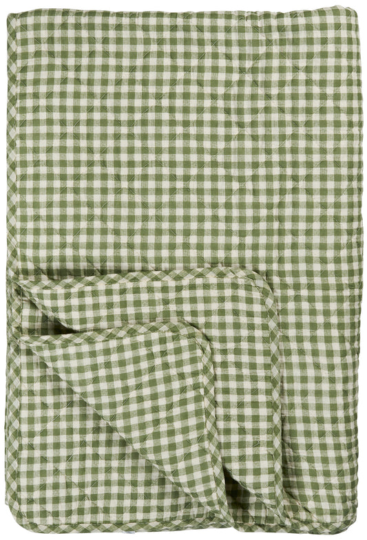 Gewatteerd plaid | Groen geruit | Één persoons | IB Laursen