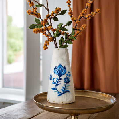 Vilten vaas Delfts Blauw Medium | Sjaal met Verhaal