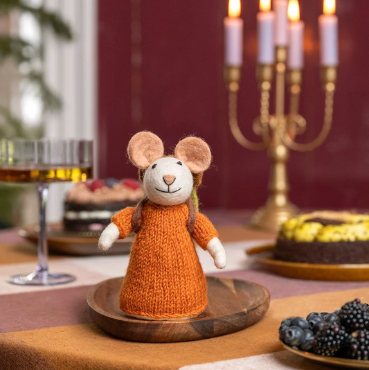 Wandelaar muis oranje | Sjaal met Verhaal