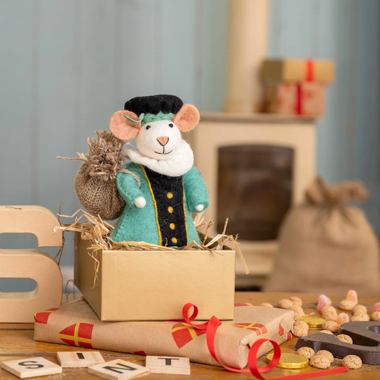 Vilten Turquoise Piet muis | Sjaal met Verhaal