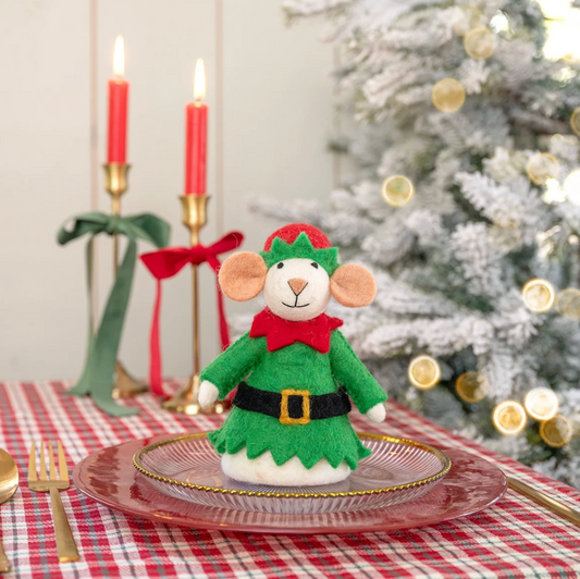 Vilten Kerst Elf muis | Sjaal met Verhaal