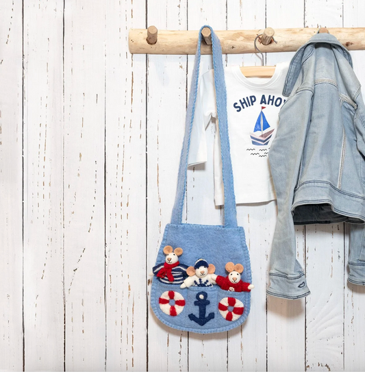 Vilten kindertasje muis Nautisch | Sjaal met Verhaal
