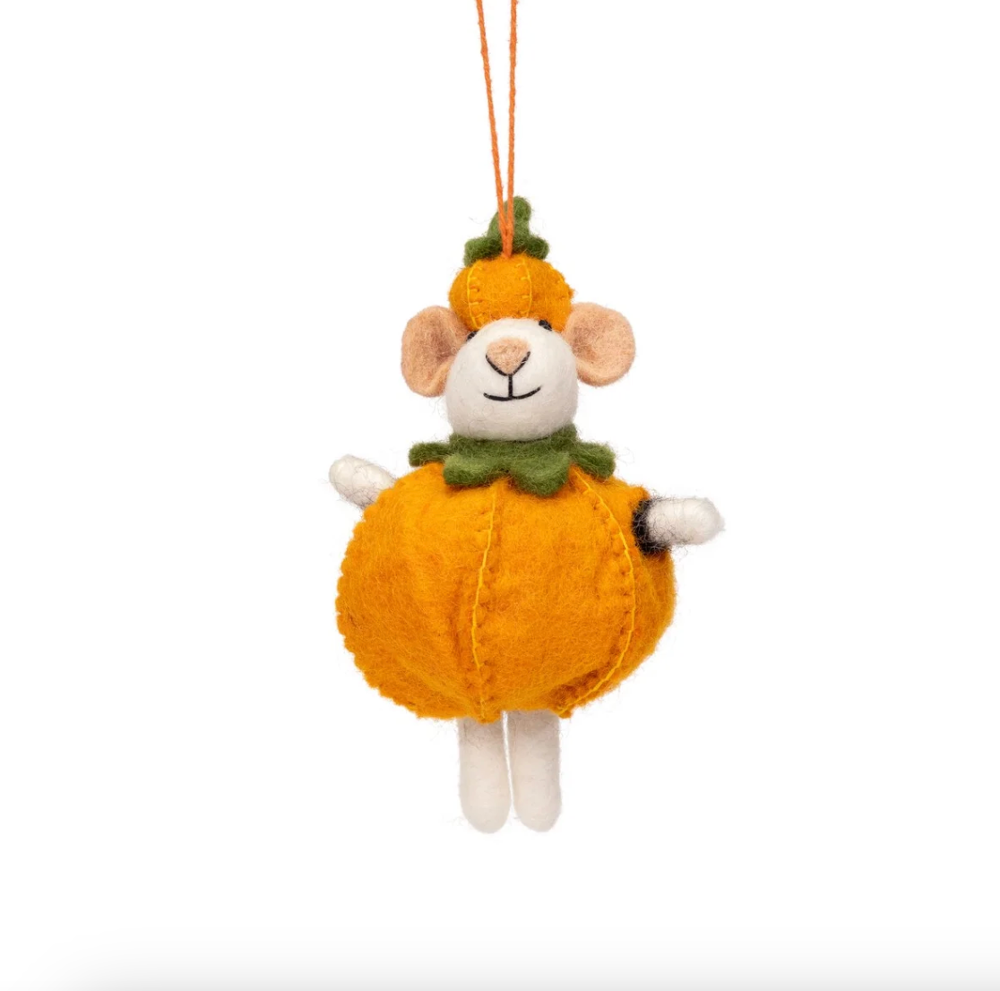 Vilten pompoen muis hanger | Sjaal met Verhaal