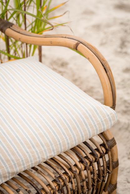 Box kussenhoes | Naturel met Blauw en witte streep | IB Laursen